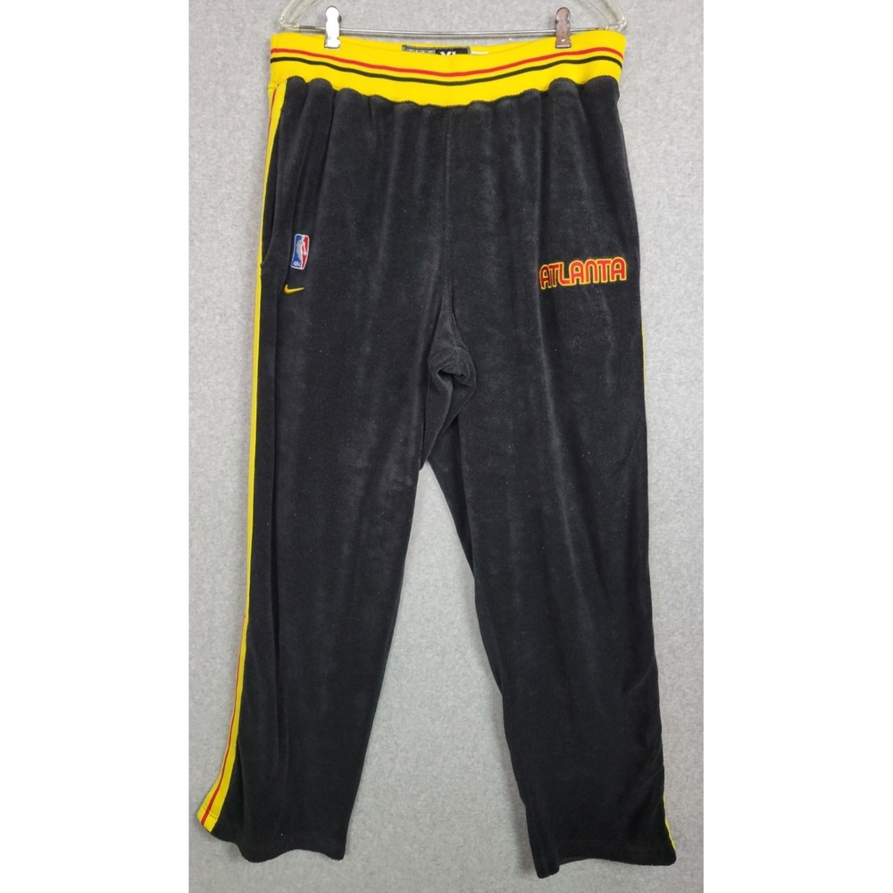 Vintage‎ Nike Team Sports Atlanta Hawks Black Velour Throwback Warm Up Pants XL